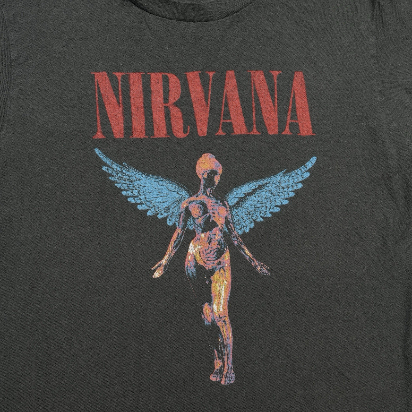 Nirvana T-Shirt Angel In Utero Graphic Band Tultex Gray Grunge Rock Men's Small gallery