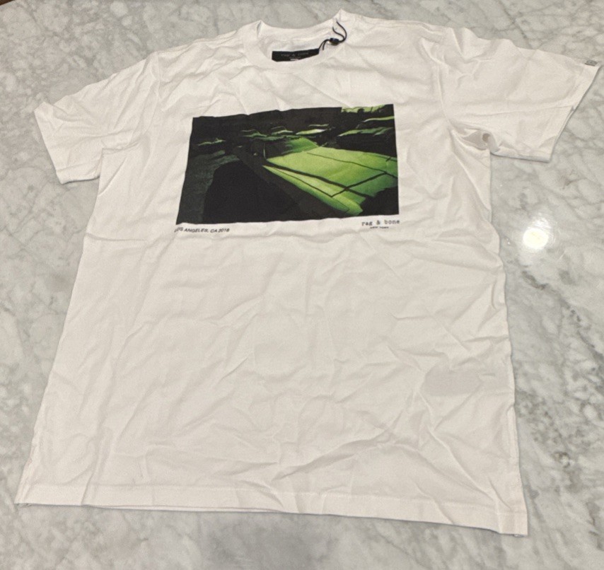 rag and bone White Vintage Car T-Shirt Size S gallery