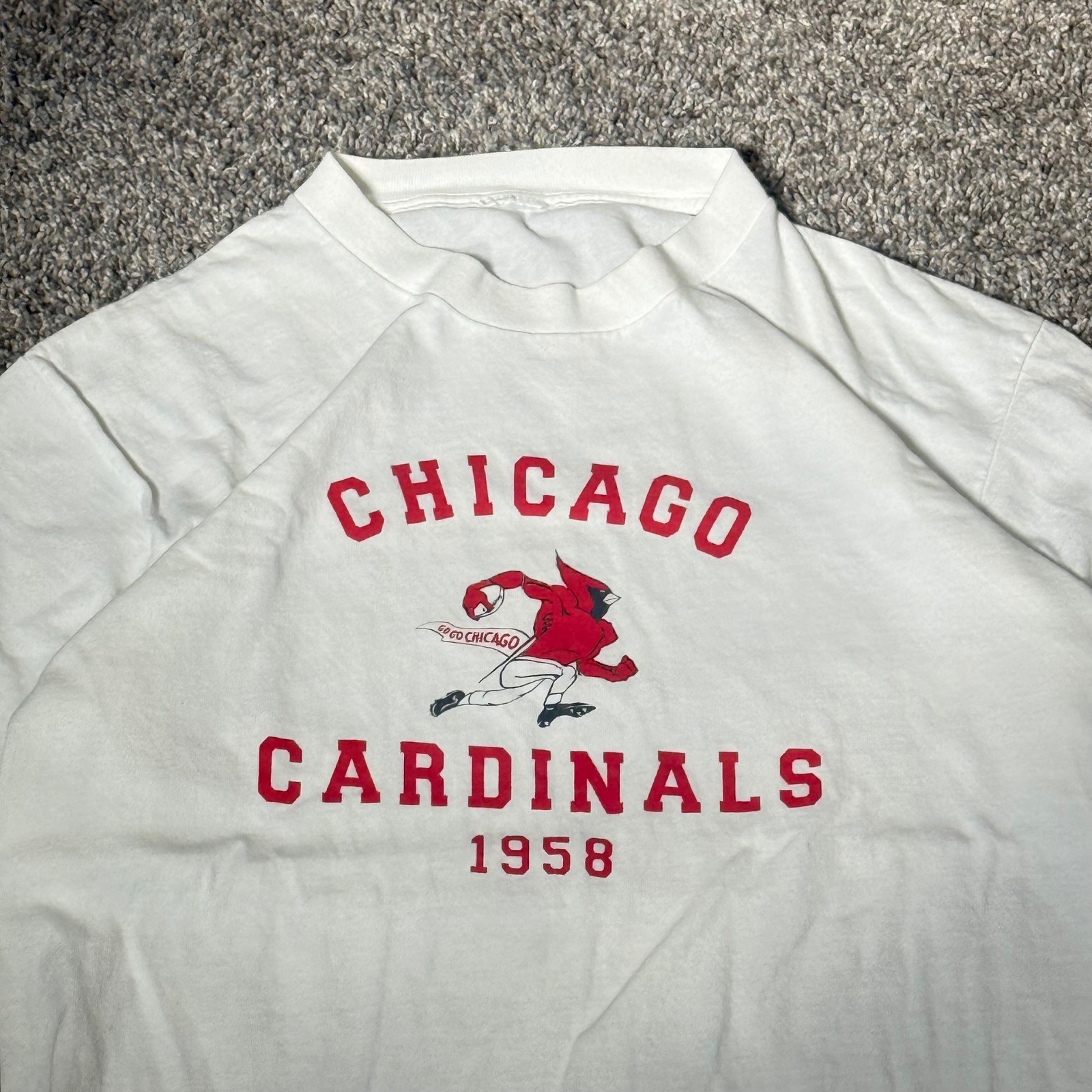 Vintage 80s Chicago Cardinals 1958 Vintage Graphic T Shirt White Mens L 20×28