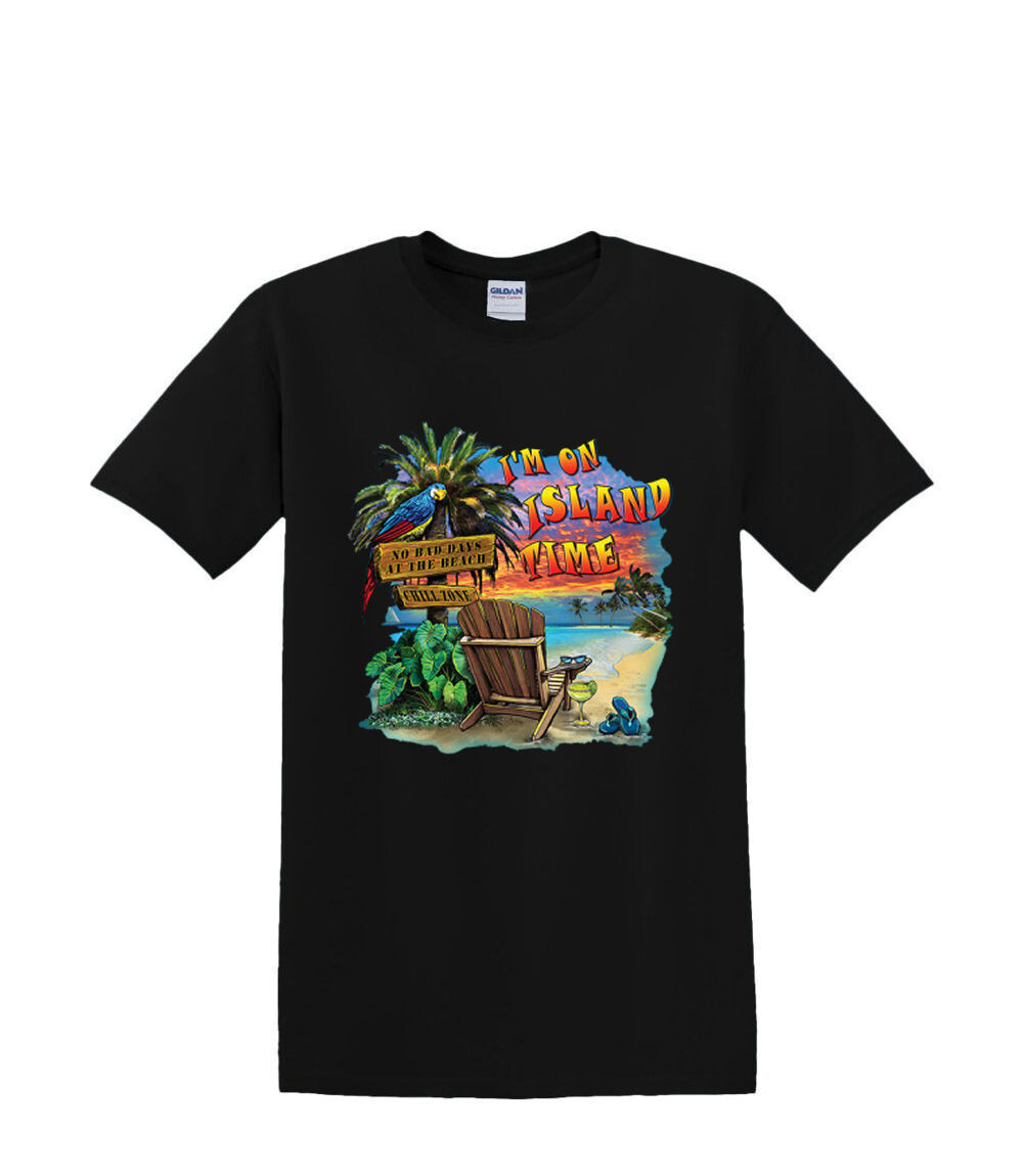 T-Shirt S to 2XL 3XL - ISLAND TIME relax resort neon fun adult gallery