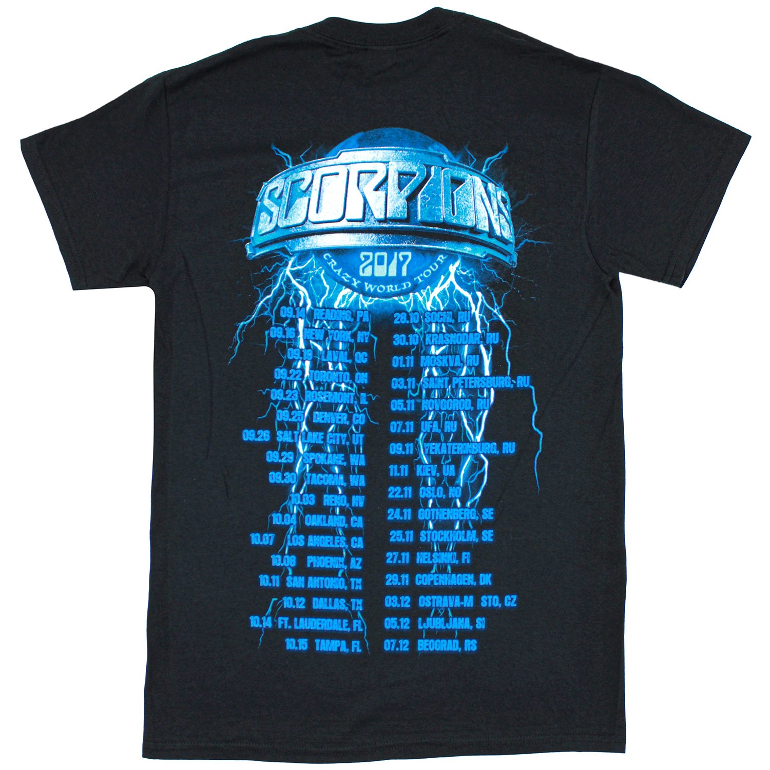 Men's Scorpions Crazy World Tour 2017 City Info Reading PA - Beograd T-shirt gallery