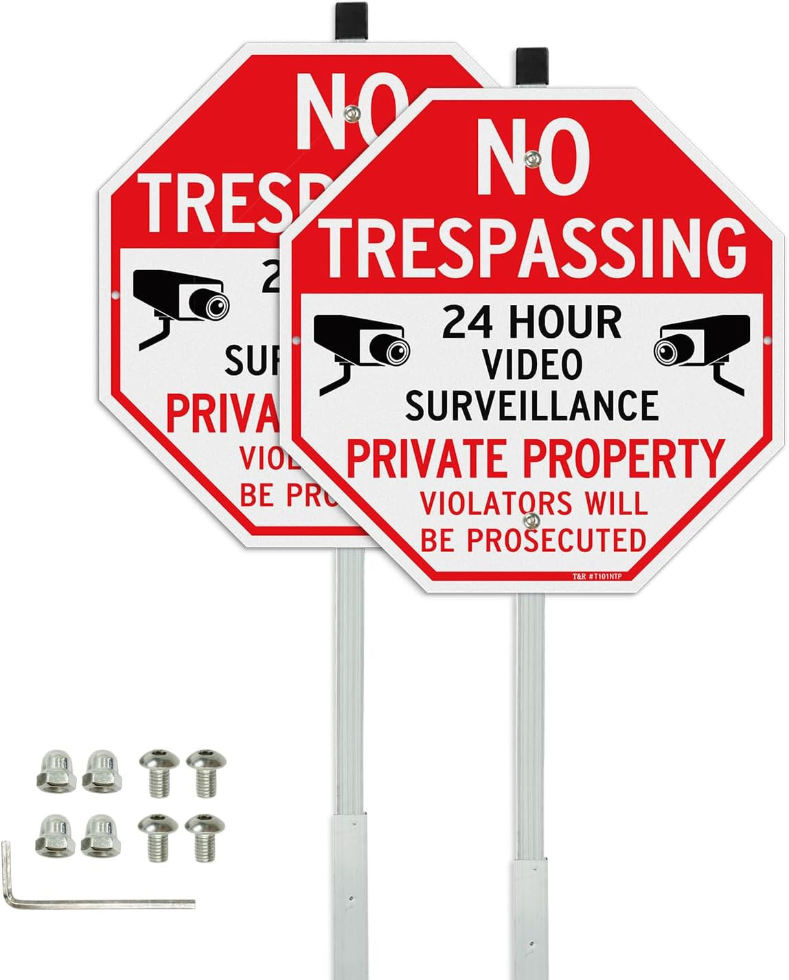 No Trespassing Private Property Sign 2 Pack 12×12 Reflective Aluminum