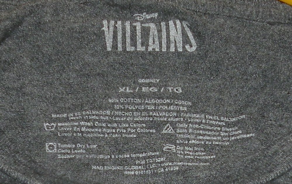 Disney Villains Men’s XL SS Tee Graphic Gray Gaston Ursula Maleficent Cruella gallery