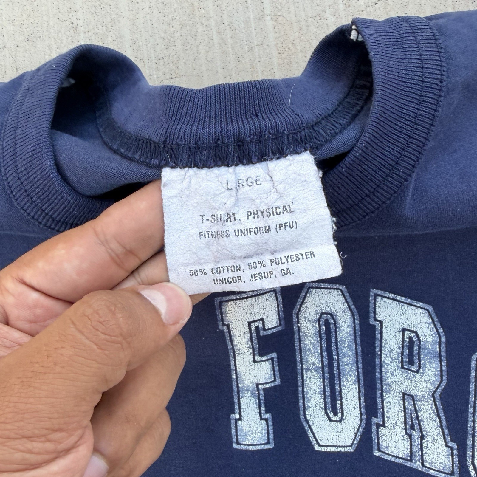 Vintage Air Force ROTC T-Shirt Navy Blue Size Large Single Stitch 90s gallery