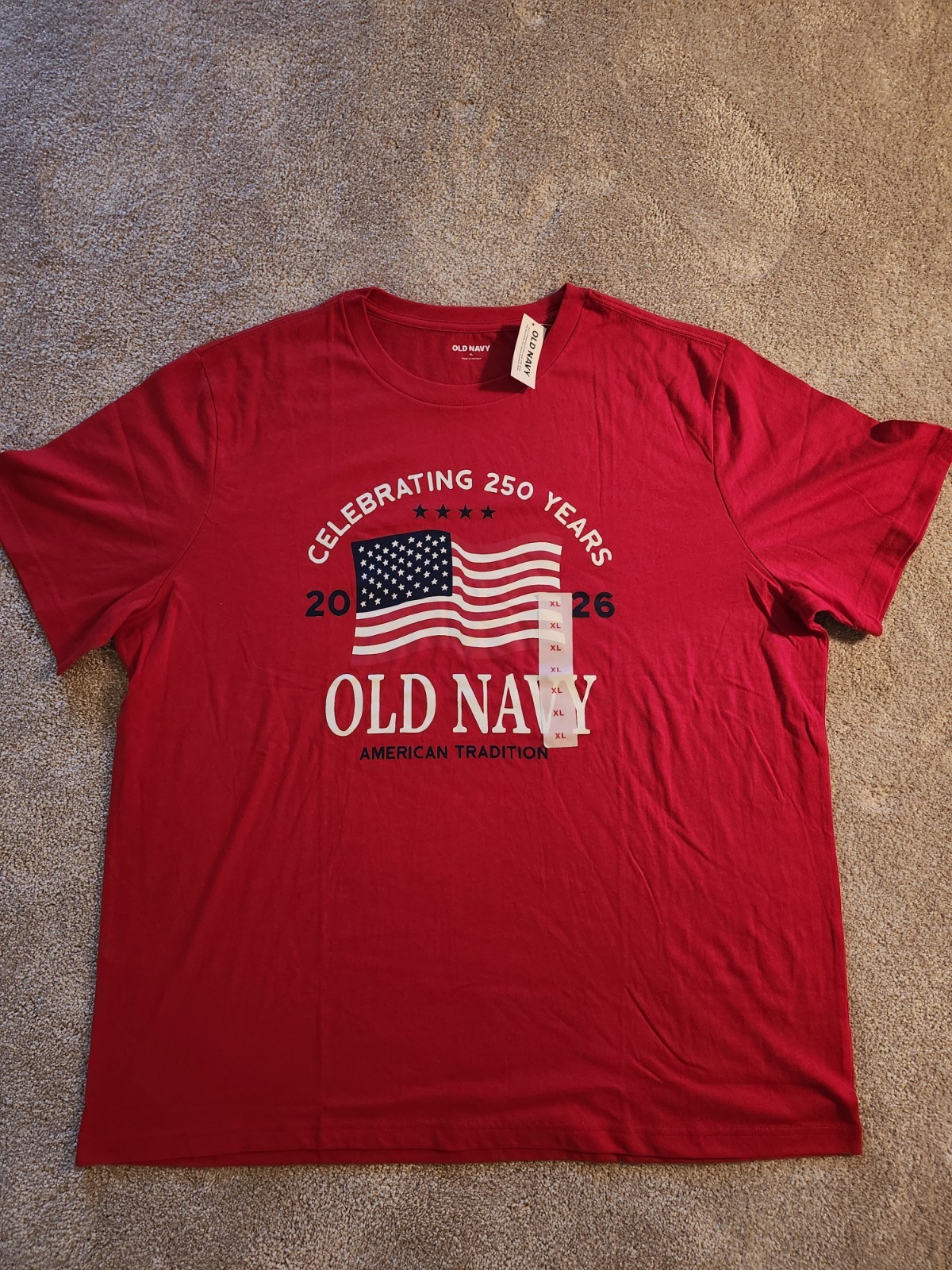 Old Navy Men's XL Red July 4th 2026 Flag T-shirt 250th Anniversary Short Sleeve gallery