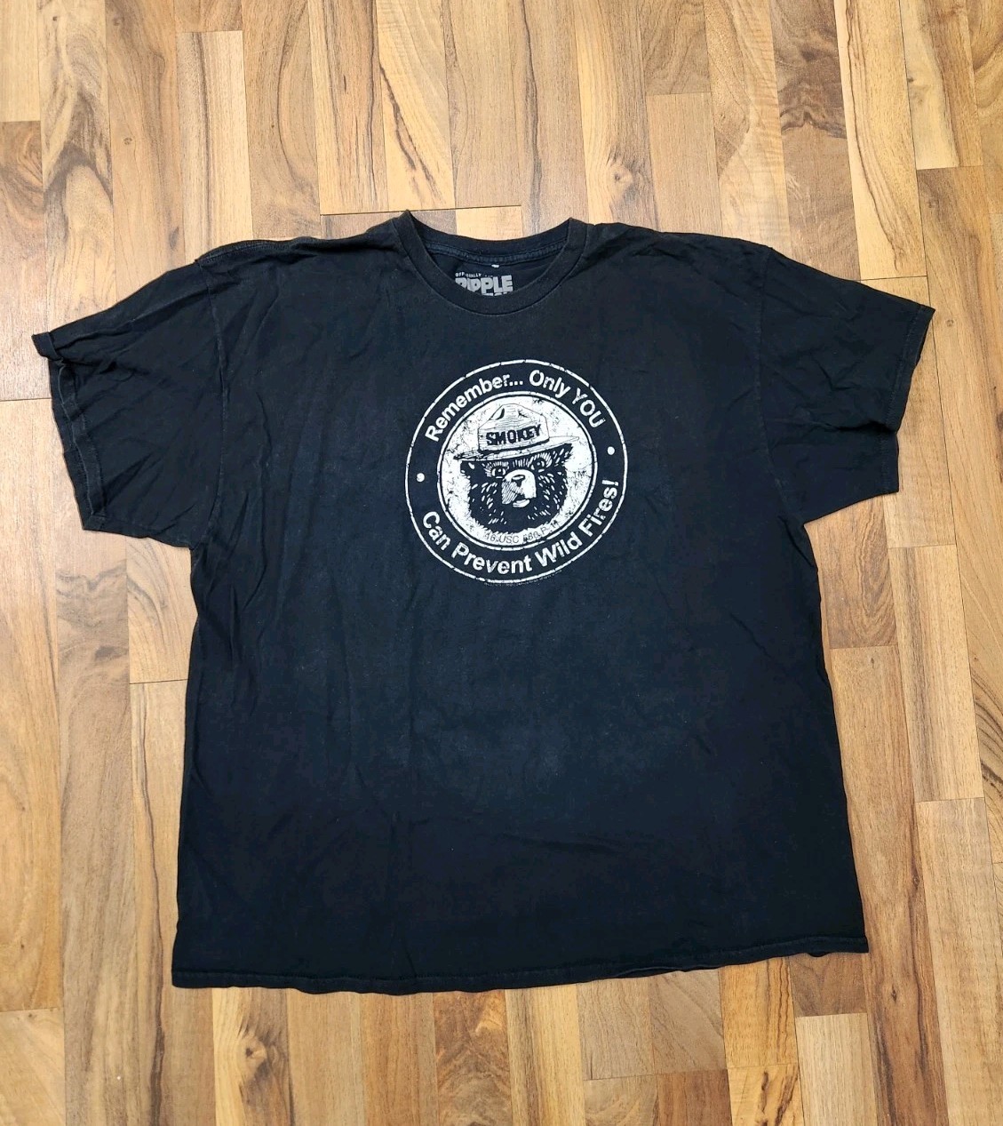 Smokey The bear Graphic T-shirt Short Sleeve Tee Ripple Junction Mens 2XL Black