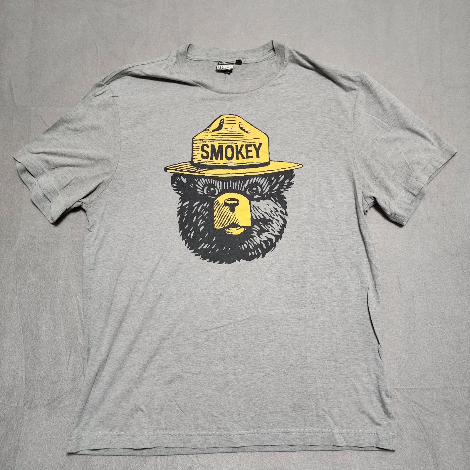 Filson Smokey The Bear Men’s XL Grey Shirt Prevent Forest Fires Alaska Outfitter