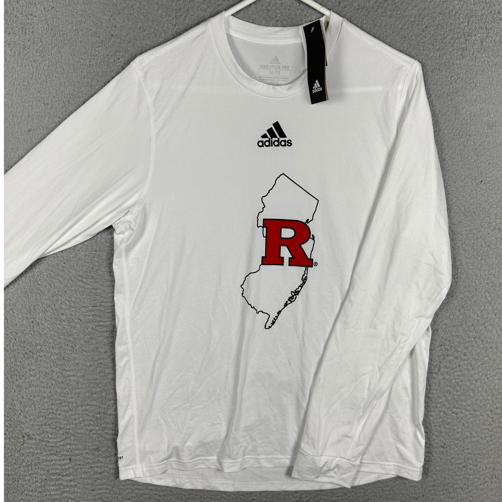 NEW Rutgers Scarlet Knights Adidas T-Shirt Men Medium White Creator Tee Crewneck gallery