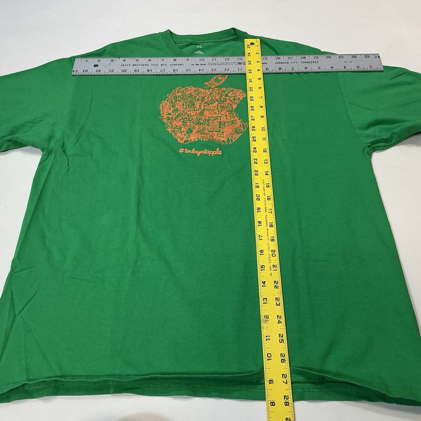 Today at APPLE Computer Tee SHIRT Green Crew Neck Cotton T Rocket Unisex XL gallery
