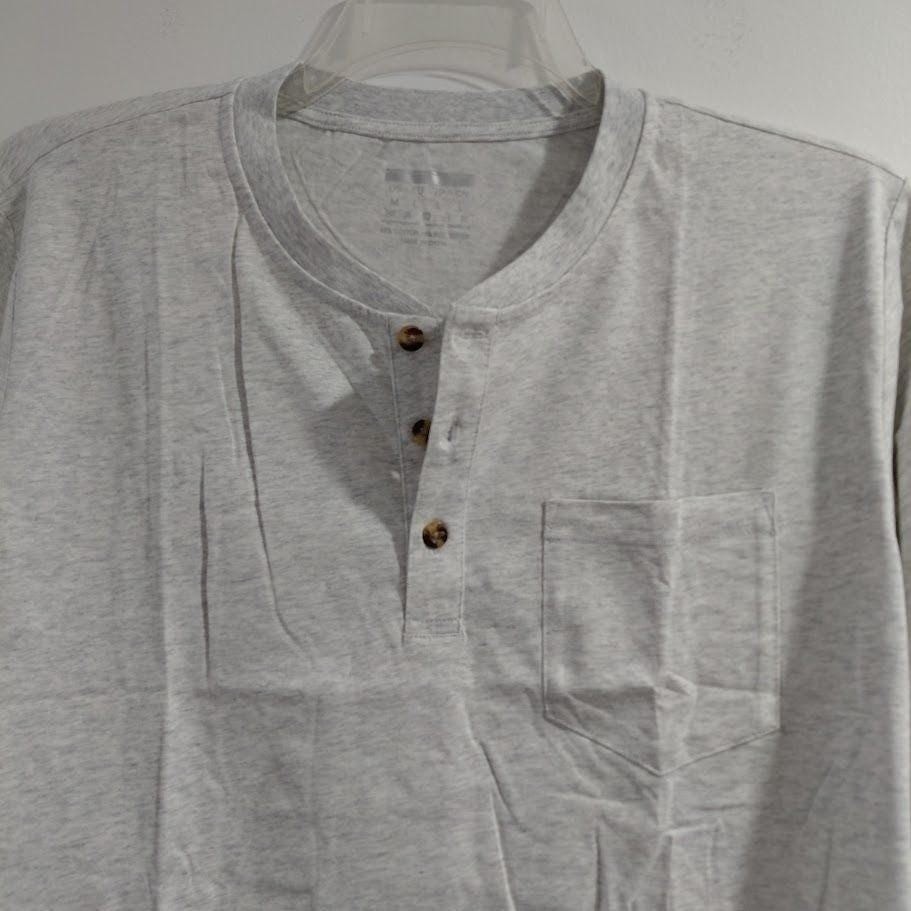 TacVAsen Mens Light Gray Long Sleeve Henley Pocket T Shirt Outdoor Sports Size M gallery