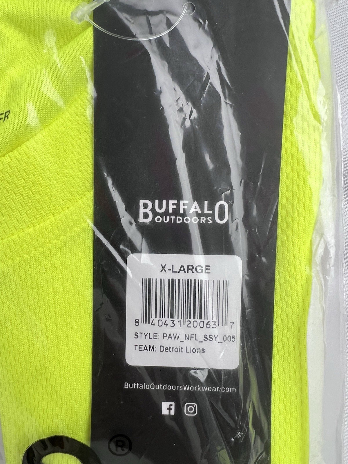 Buffalo Outdoors NFL Hi-Vis Safety T-Shirt Men’s XL Detroit Lions ANSI Class 2 gallery