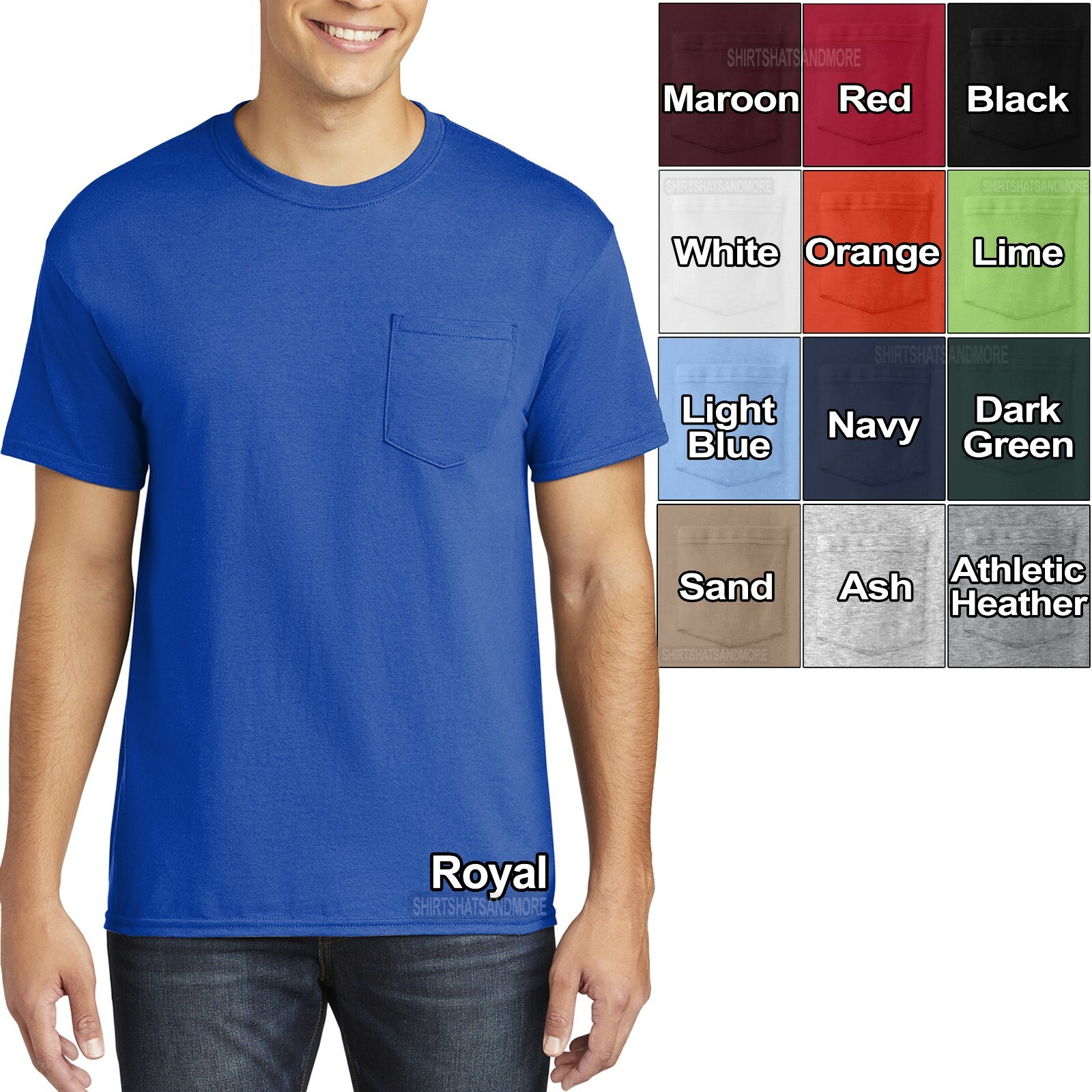 Big and Tall Mens T-Shirt With Pocket Heavy Cotton XL-4XL, LT XLT 2XLT 3XLT 4XLT gallery