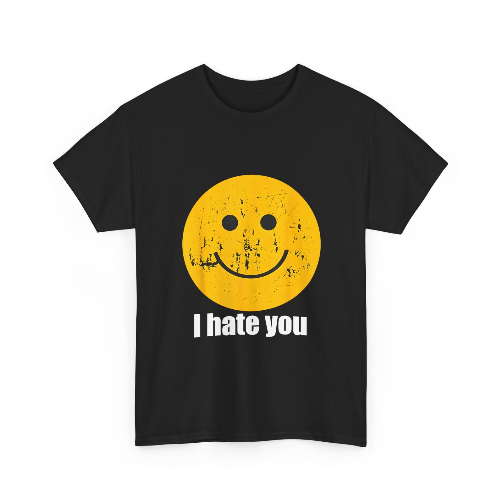 I Hate You Shirt, Yellow Happy Smile Face I Hate You Vintage T-Shirt gallery