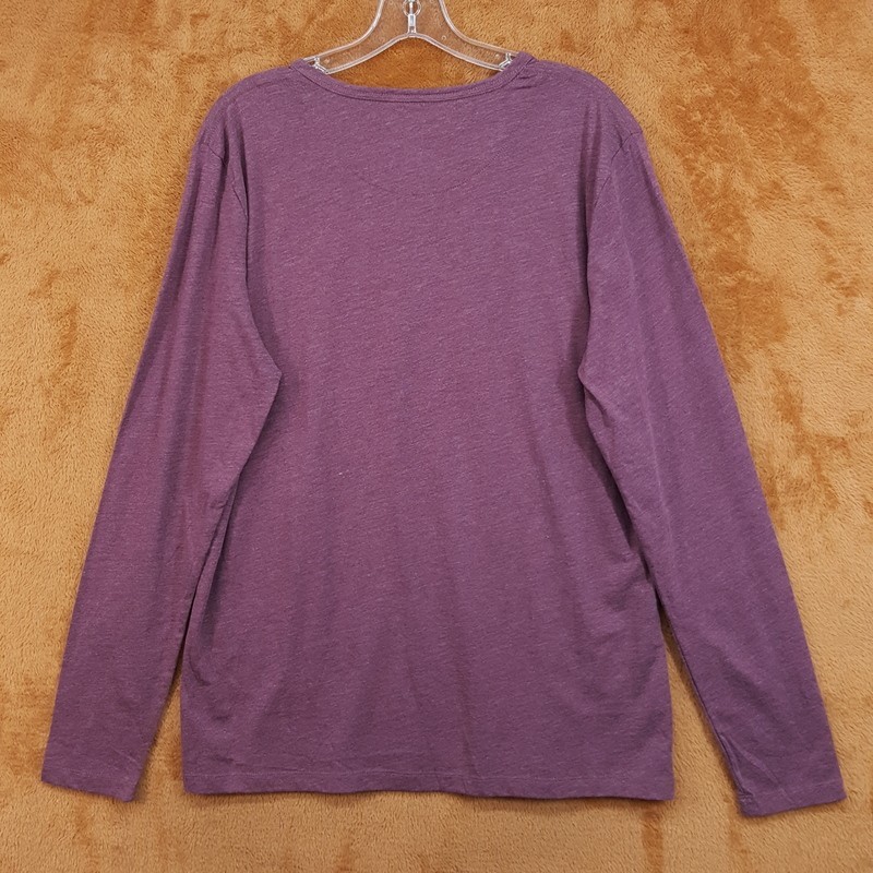 PROJECT ESSENTIALS Shirt Mens Large Burgundy Pullover Long Sleeve Slub Henley gallery