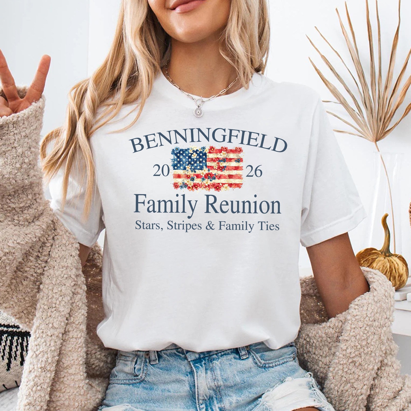 Personalized Family Reunion Shirt Custom Name July 4th Patriotic USA Flag Tee
