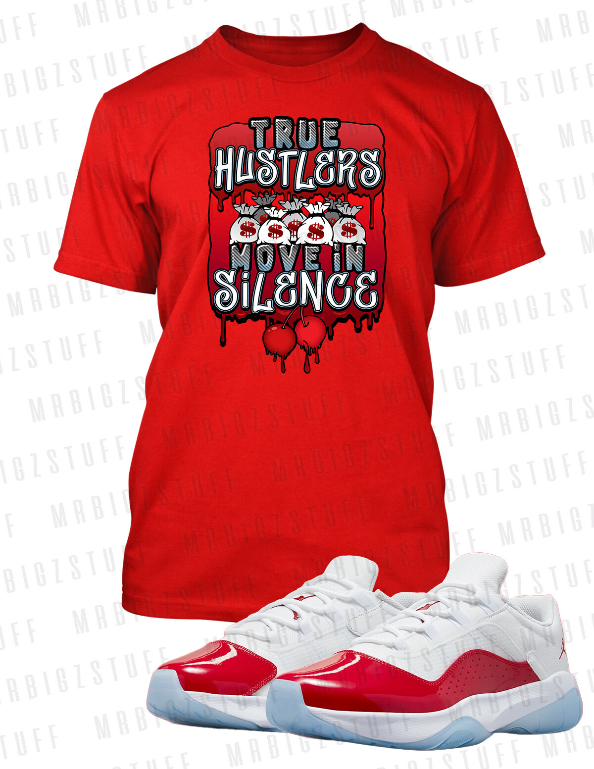 Mens True Hustlers Sneaker Tee Shirt to Match J11 CMFTShoe Cherry Sport