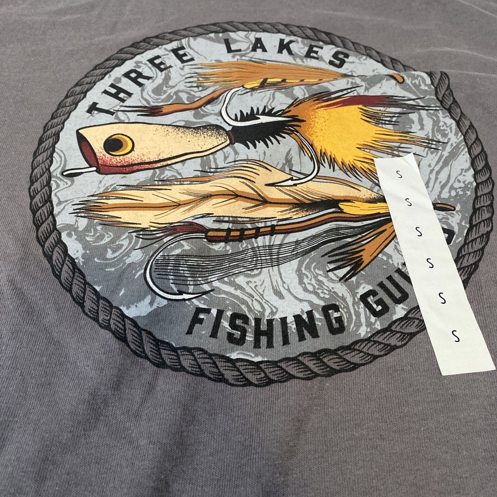 Croft & Barrow Three Lakes Fishing Guides Mens Gray T Shirt Size Small NWOT