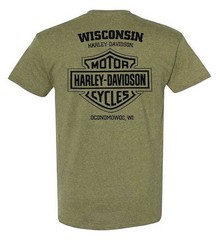 Harley-Davidson Men’s Precisely Poly-Blend Short Sleeve T-Shirt, Military Green