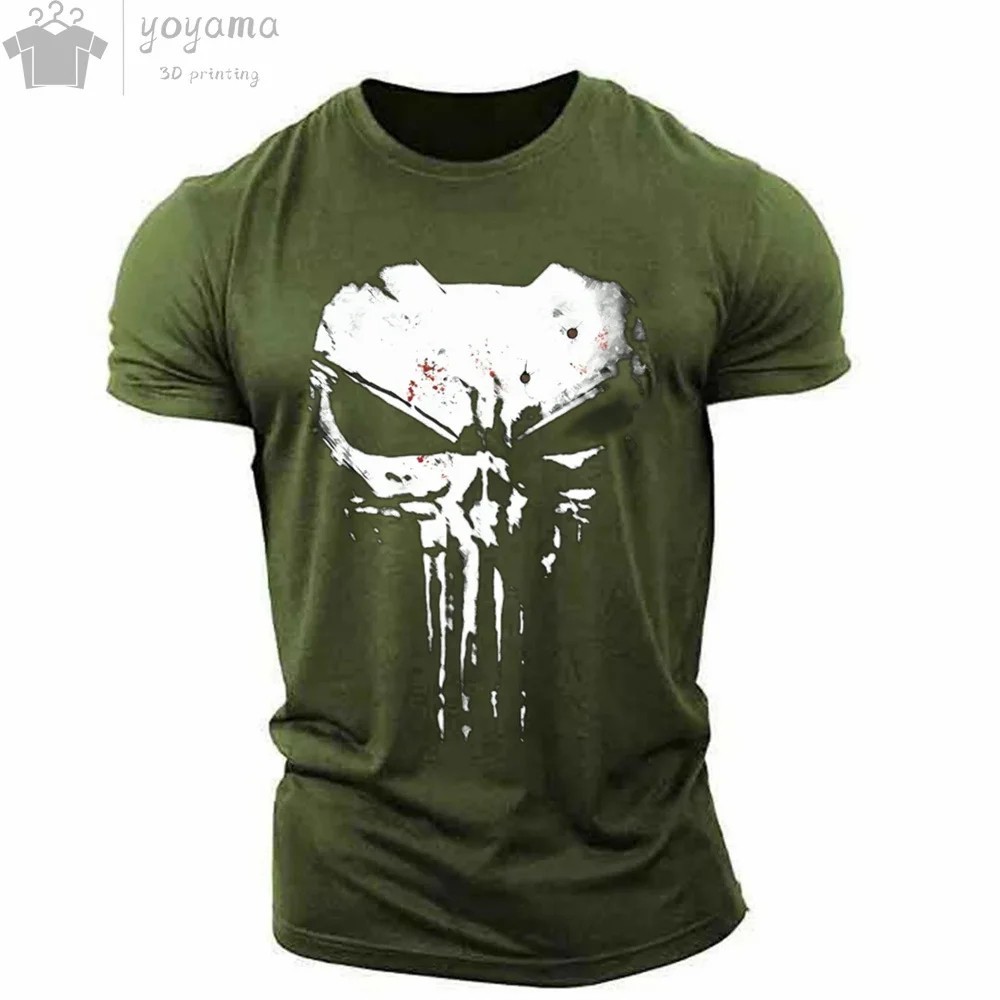 The Punisher T-Shirt Mens 3D Print Tee Military Patriotic Skull Streetwear Shirt gallery