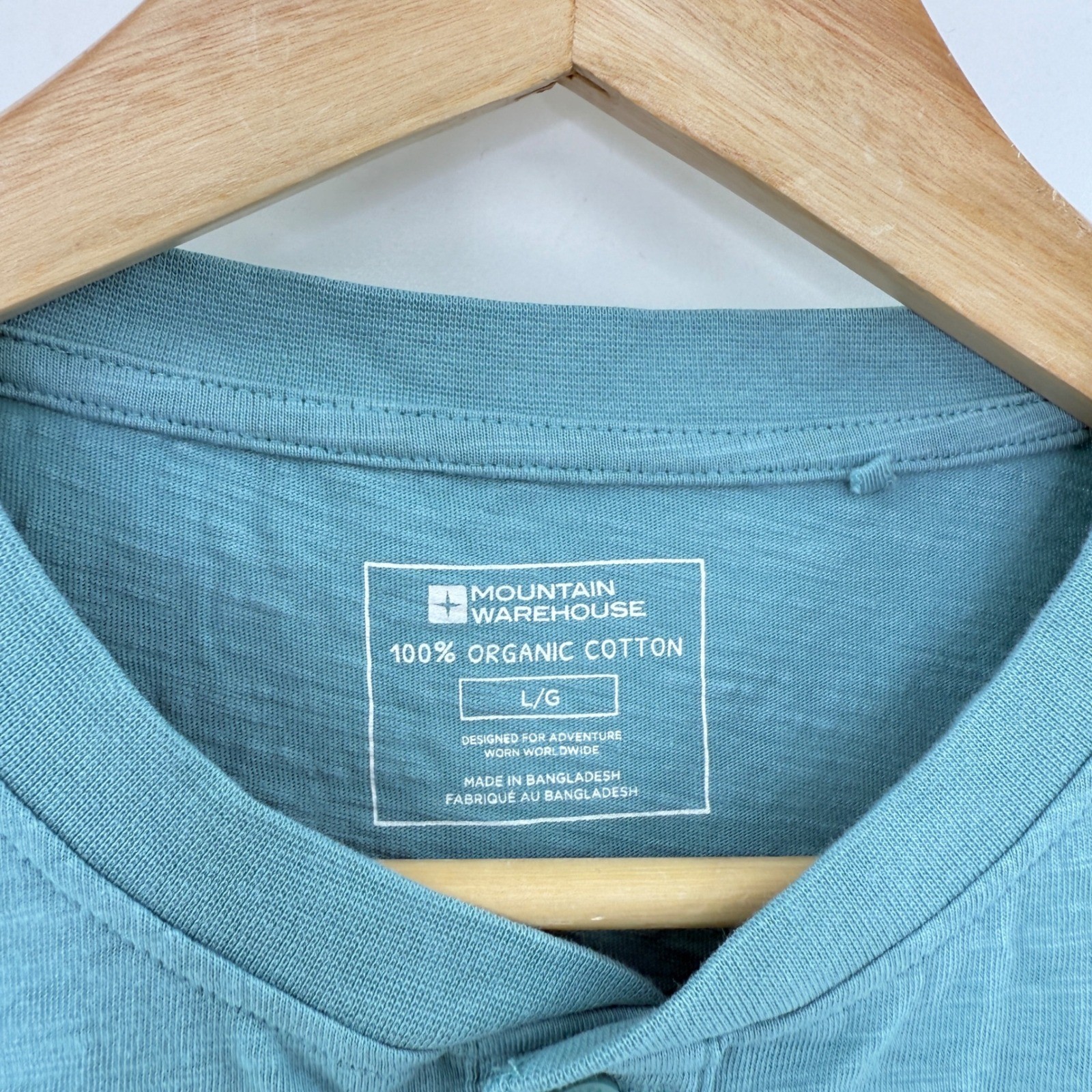 Mountain Warehouse Men's Henley Shirt Turquoise Organic Cotton Sz L Sustainable gallery