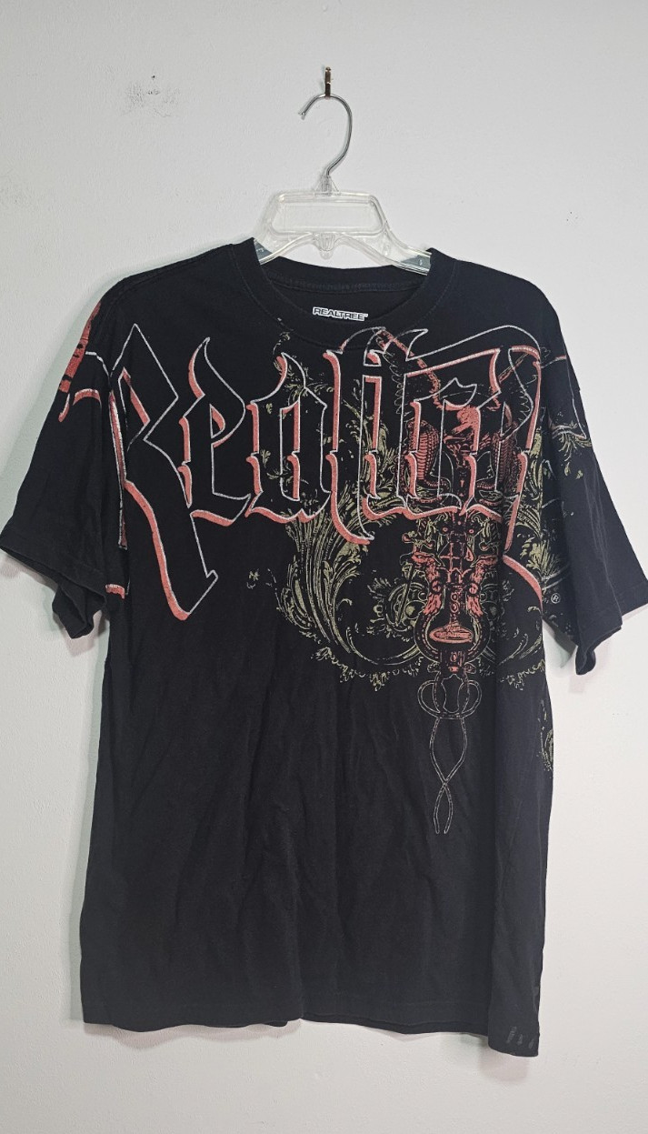 Y2K Team Realtree Shirt Mens Large Black Bold Cobra Eagle All Over Print Grunge gallery
