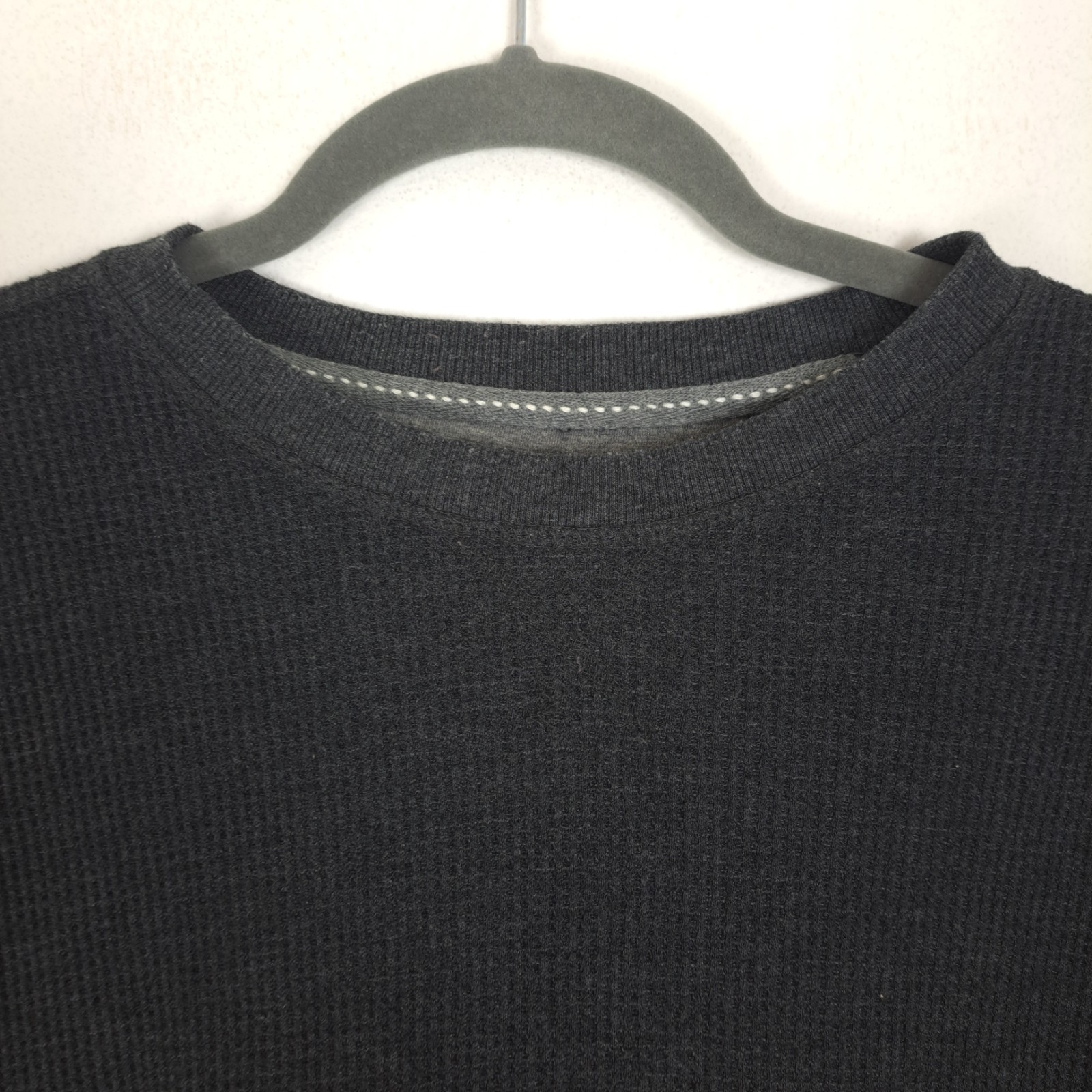 Members Mark Thermal Top Waffle Knit Mens L Black Heather Soft Wash Outdoor gallery