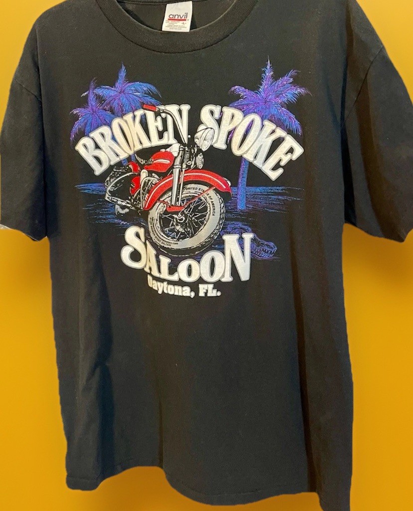 Vintage BROKEN SPOKE SALOON Single Stitch Bike Week motorcycle L Daytona 90s GUC gallery