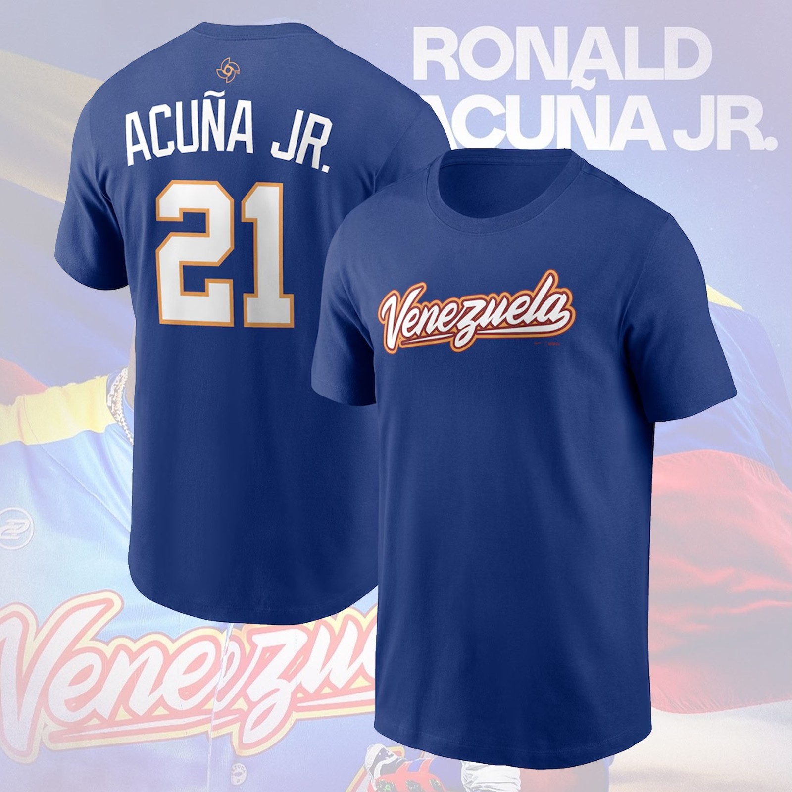 SALE - Ronald Acuna Jr. #21 Venezuela 2026 World Baseball Name & Number Gifts gallery