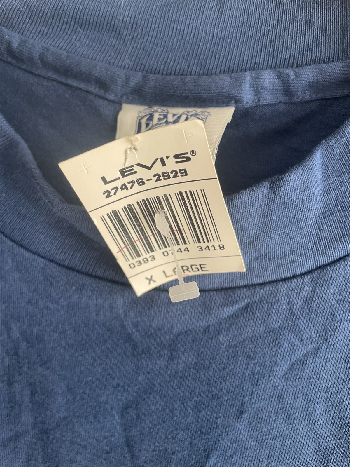 Levis Jeans Overalls 90s Vintage USA Workwear Graphic Tee Blue XL Deadstock gallery