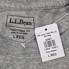 NWT L.L. Bean Carefree Unshrinkable Tee Shirt Mens Large Traditional Fit Gray LS