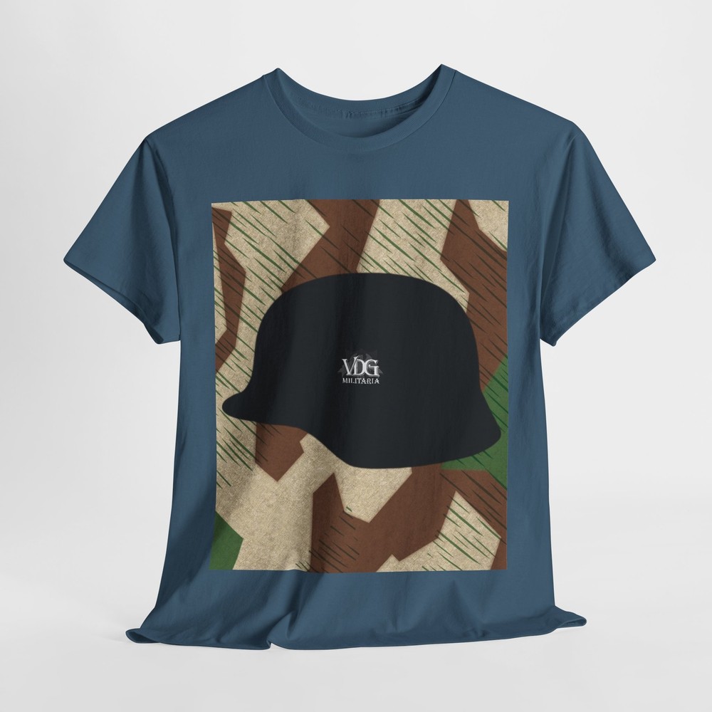 VDG Militaria Splinter Camouflage WW2 German M35 Helmet T-Shirt Military History