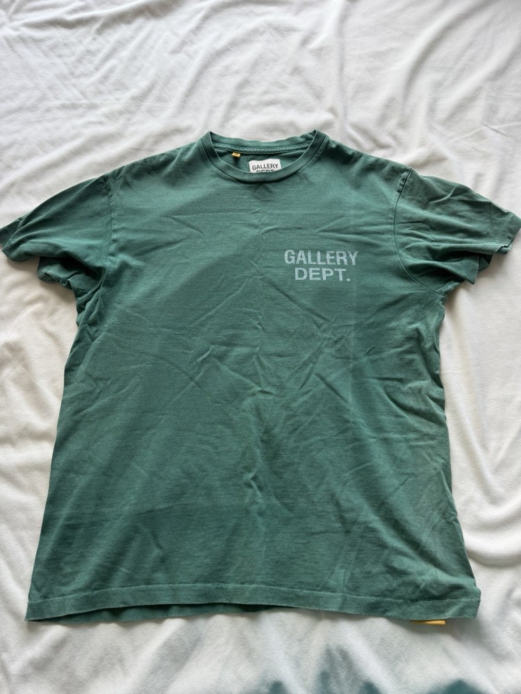 Gallery Dept. Men’s Green Logo Crew Neck Short Sleeve Solid T-Shirt Size M
