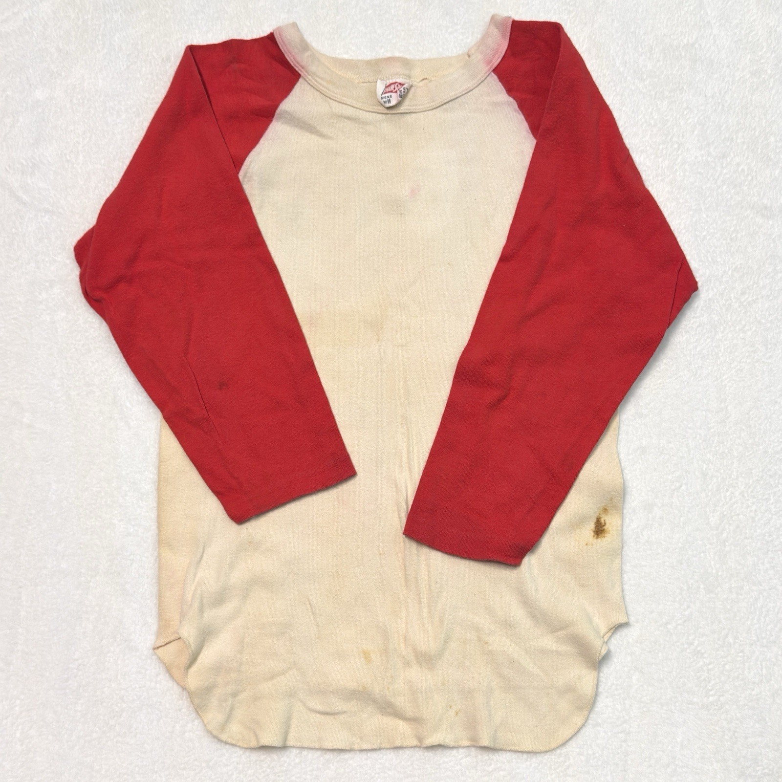 True Vintage 50s 60s Hanes Sport Two Tone 3/4 Sleeve Raglan T Shirt Mens Medium gallery