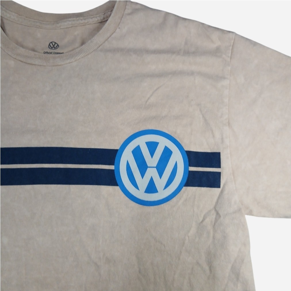 VW Volkswagen T-Shirt Tan Retro Logo Racing Stripes Graphic Tee [M] gallery