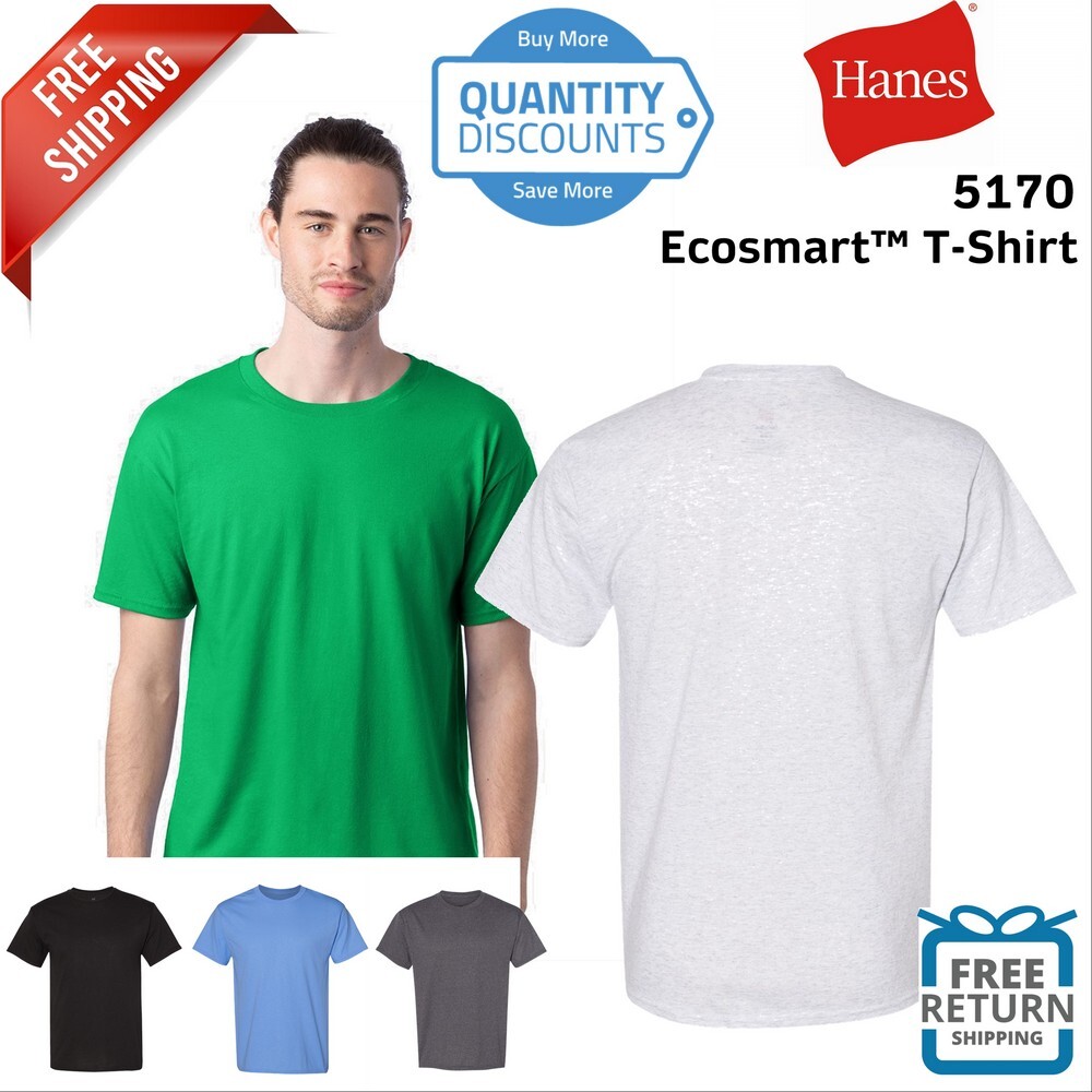 Hanes Men Ecosmart Pre Shrunk Blended Short Sleeve T-Shirt 5170 up to 5XL