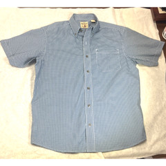 Blue Checkered Short Sleeve Button Down Shirt Mens Casual Outdoor Large RedHead
