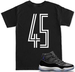 Space Jam 45 T Shirt to match with 2016 Air Jordan XI Retro 11 23 Black shoes