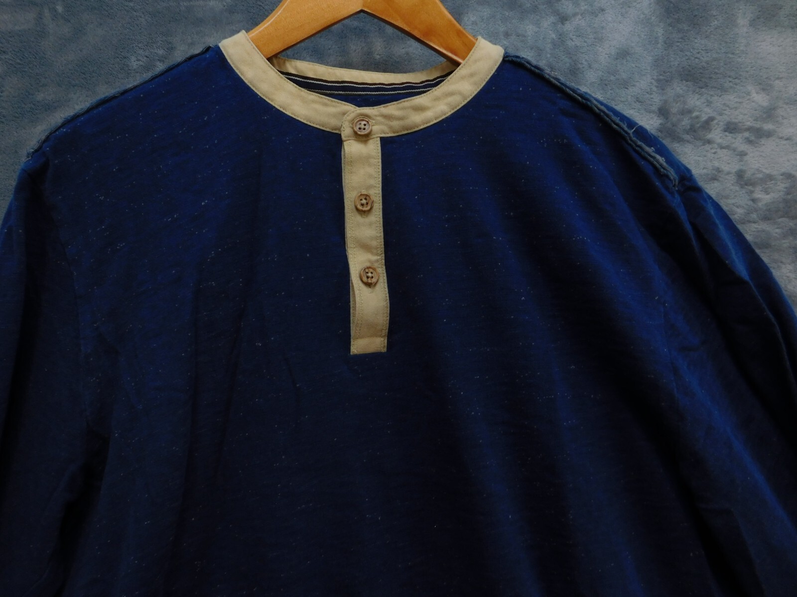 Johnston & Murphy Shirt Mens Large Navy Henley Long Sleeve Contrast Trim gallery