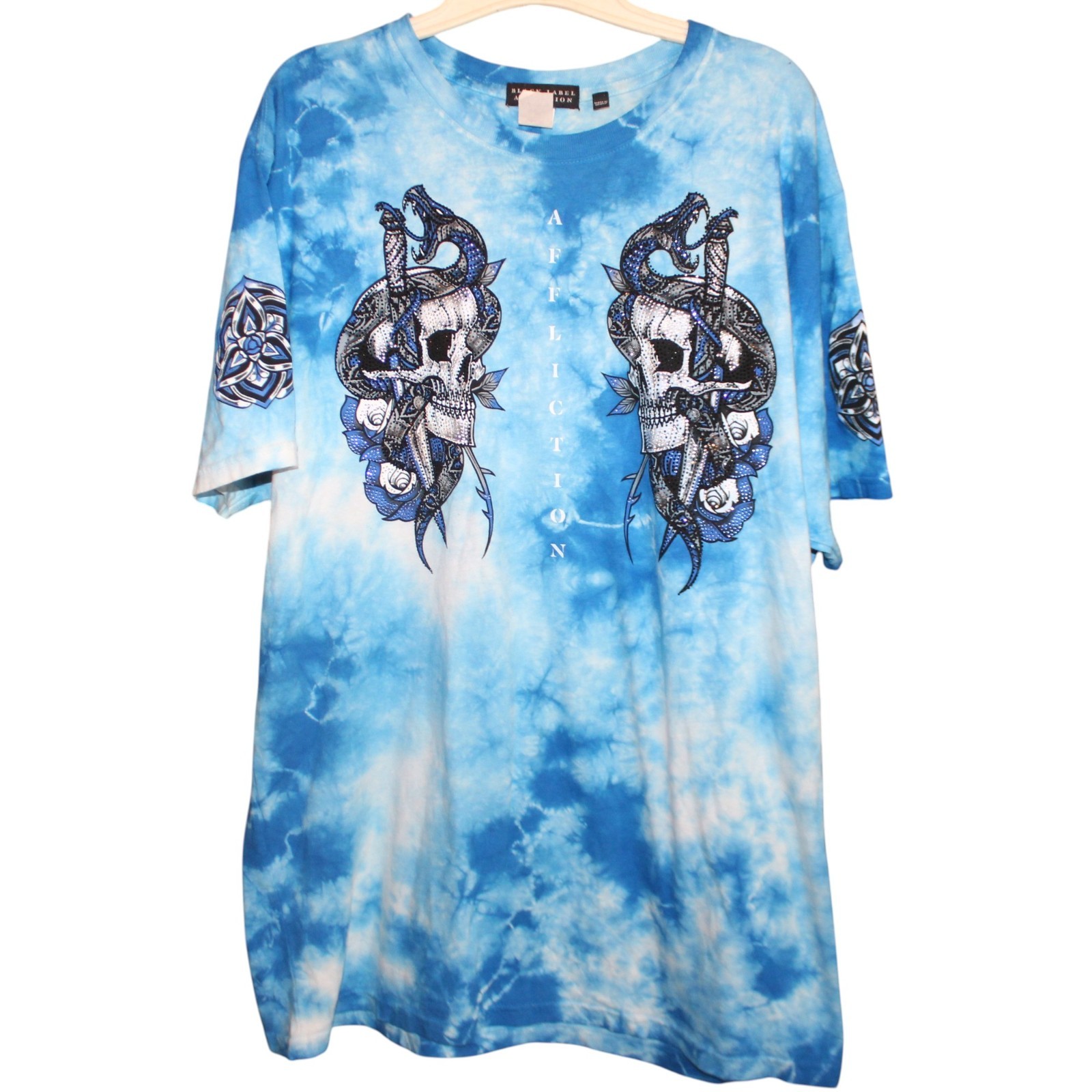 AFFLICTION Black Label Roadhouse T-Shirt Bright Royal XL Y2K Grunge Goth Fashion