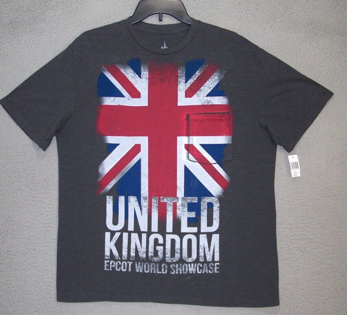 UK Union Jack Shirt Adult Medium Gray Graphic British Flag United Kingdom Mens gallery