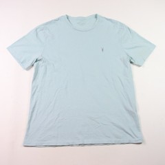 AllSaints Shirt Mens Large Blue Cotton Minimalist Logo Tee Classic Crewneck