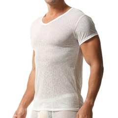 Sexy Ultra-thin Men’s Undershirts Casual Short Sleeve Basic Daily T-shirts Tops
