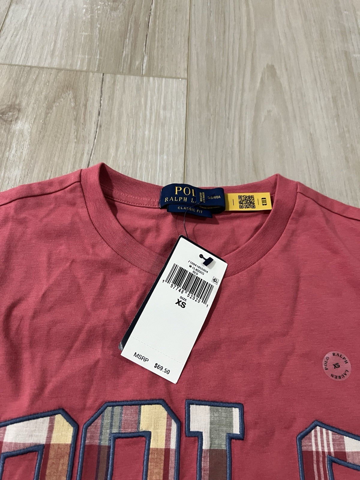 Polo Ralph Lauren Madras Patch Logo Embroidered Tee T Shirt Men’s XS gallery