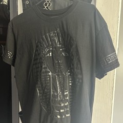 Men’s Large King Tut Egypt Pharoah Glossy Black T-Shirt Tee Shirt