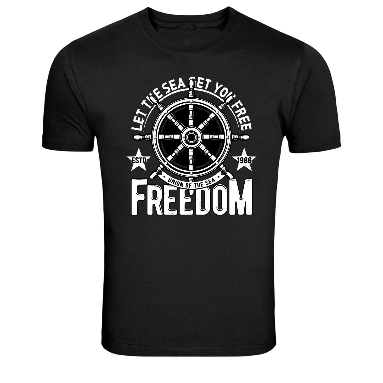 Let The Sea Set You Free Nautical Wheel Graphic T Shirt