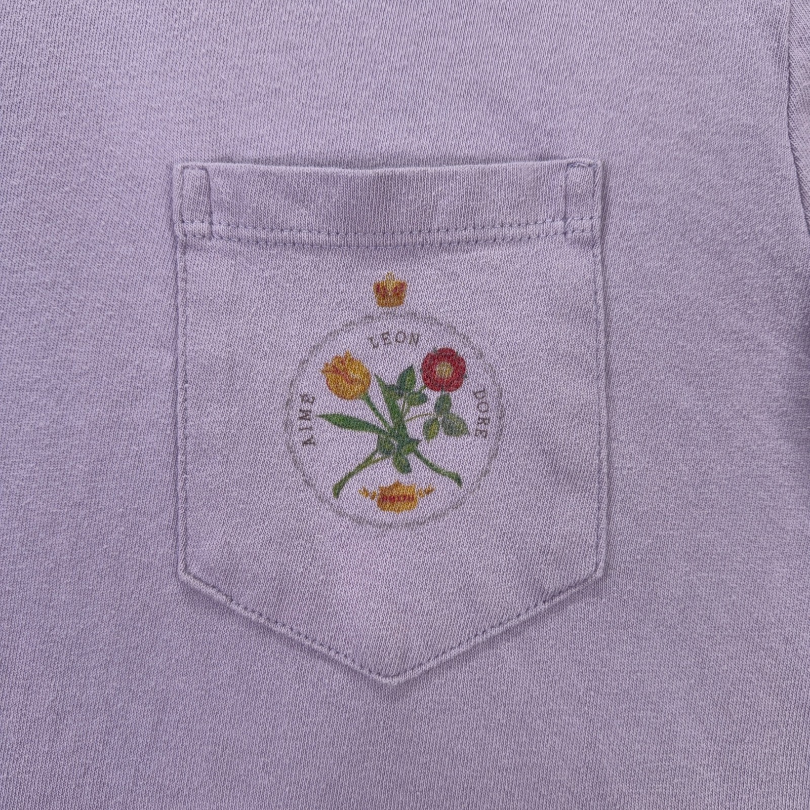 Aime Leon Dore Mens S Purple Floral Crest Pocket T-Shirt Graphic Tee Cotton Luxe gallery