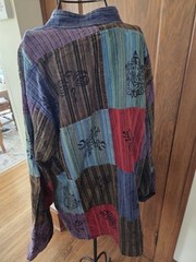 SHOPOHOLIC Patchwork Colorful Cotton Shirt XXL hand painted hippie inspired mens