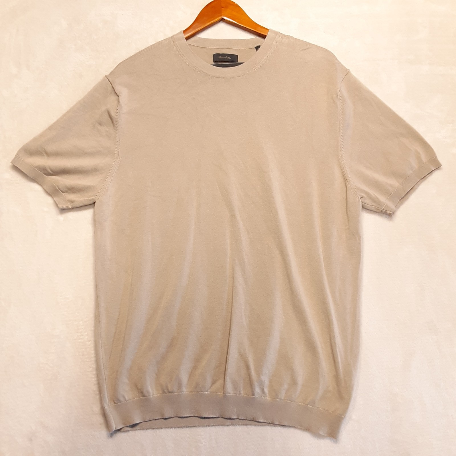 Porter & Ash Mens Viscose Nylon Blend T-Shirt XL Tan Beige Crew gallery