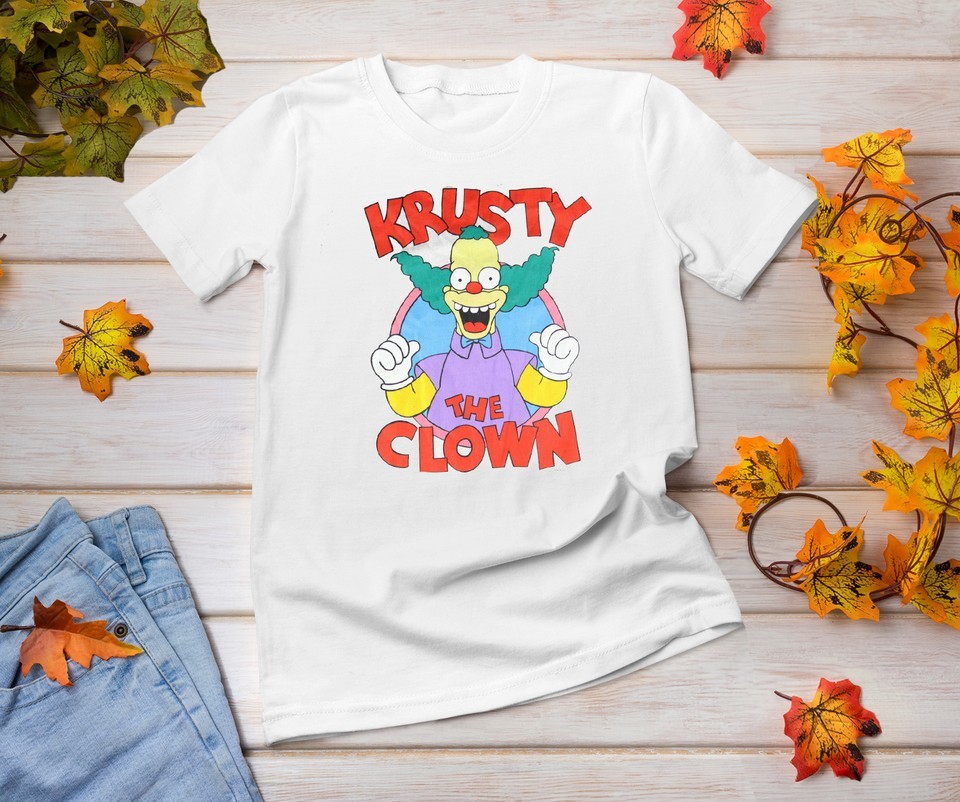 Krusty The Clown The Simpsons White Men S-234XL Short Sleeve T-shirt E4