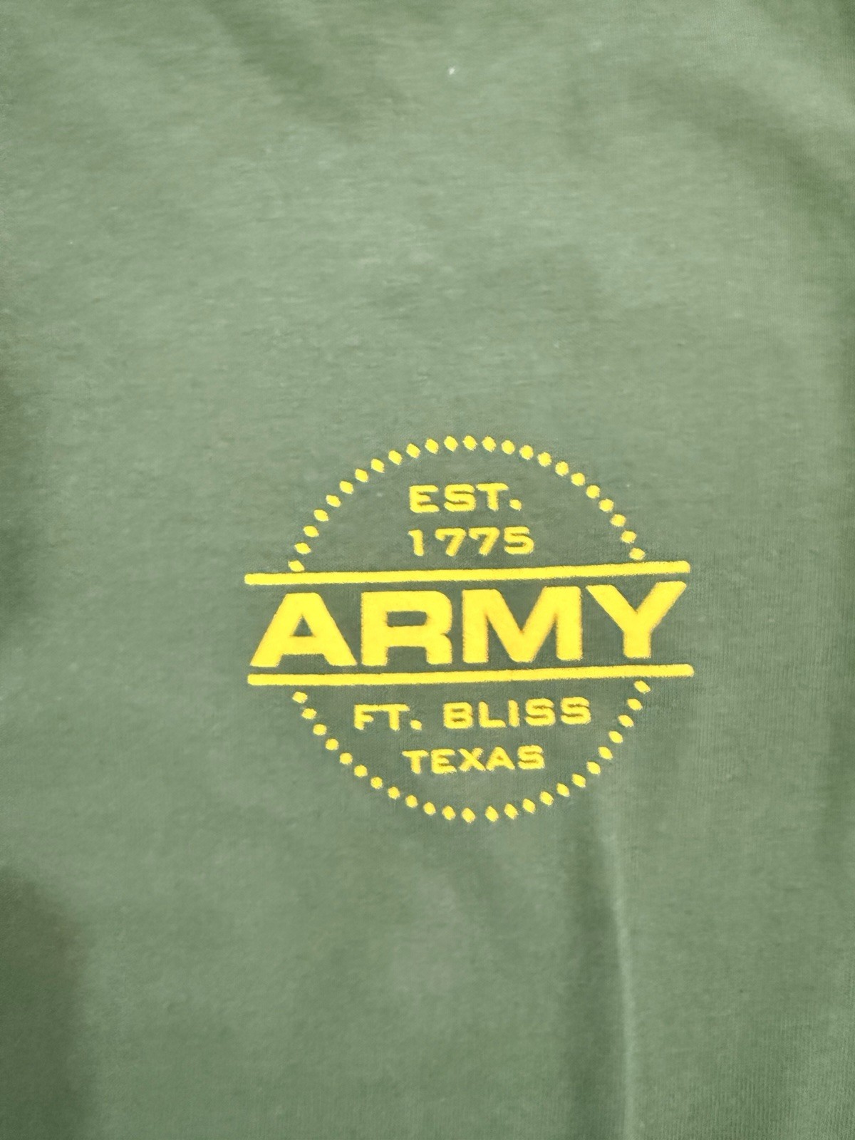 “United States Army Ft Bliss, TX 1775” Double Sided Green T Shirt - Sz XXL - NWT gallery